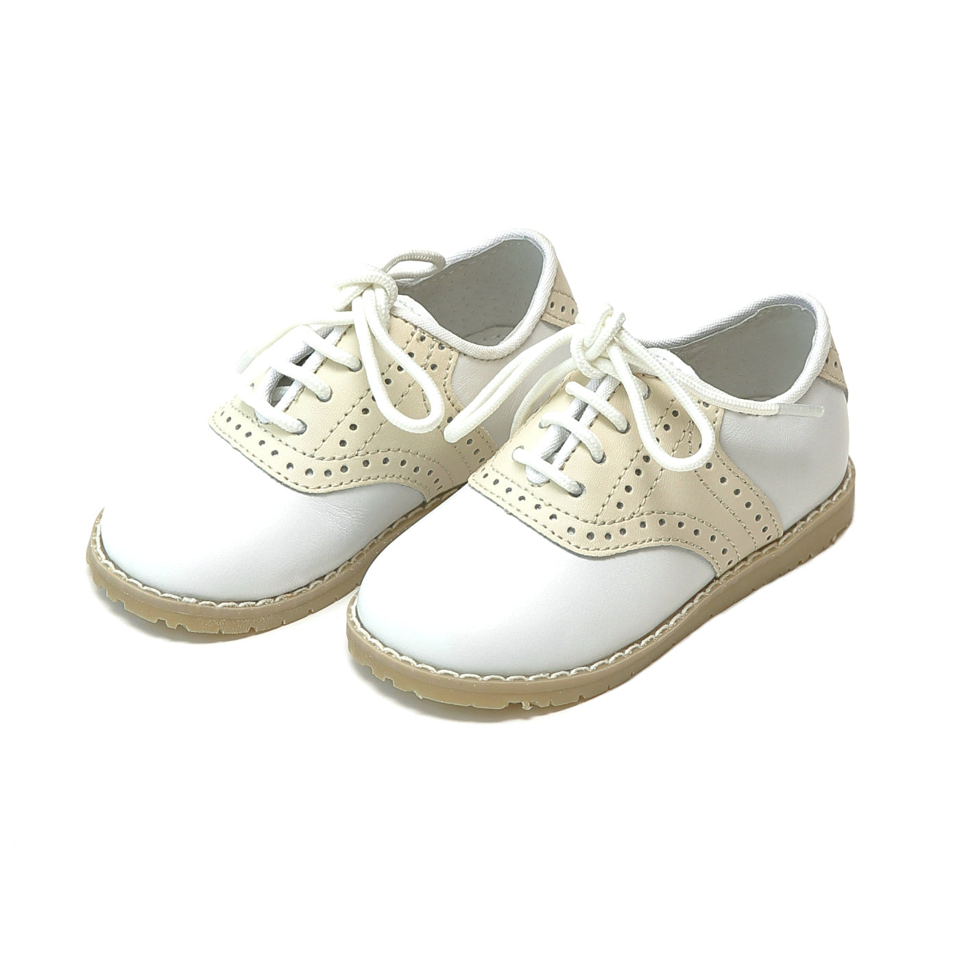Luke Beige Leather Two Tone Saddle Shoe